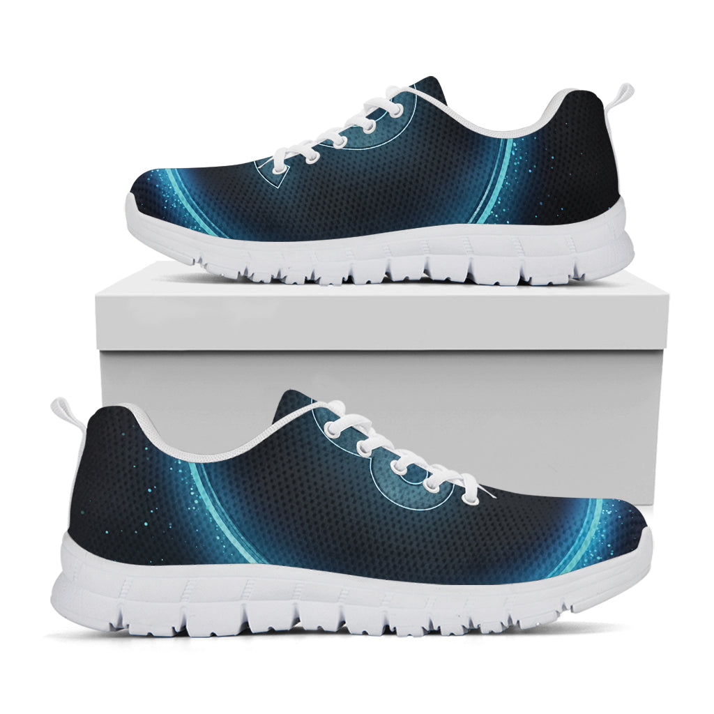 Blue Leo Zodiac Sign Print White Sneakers