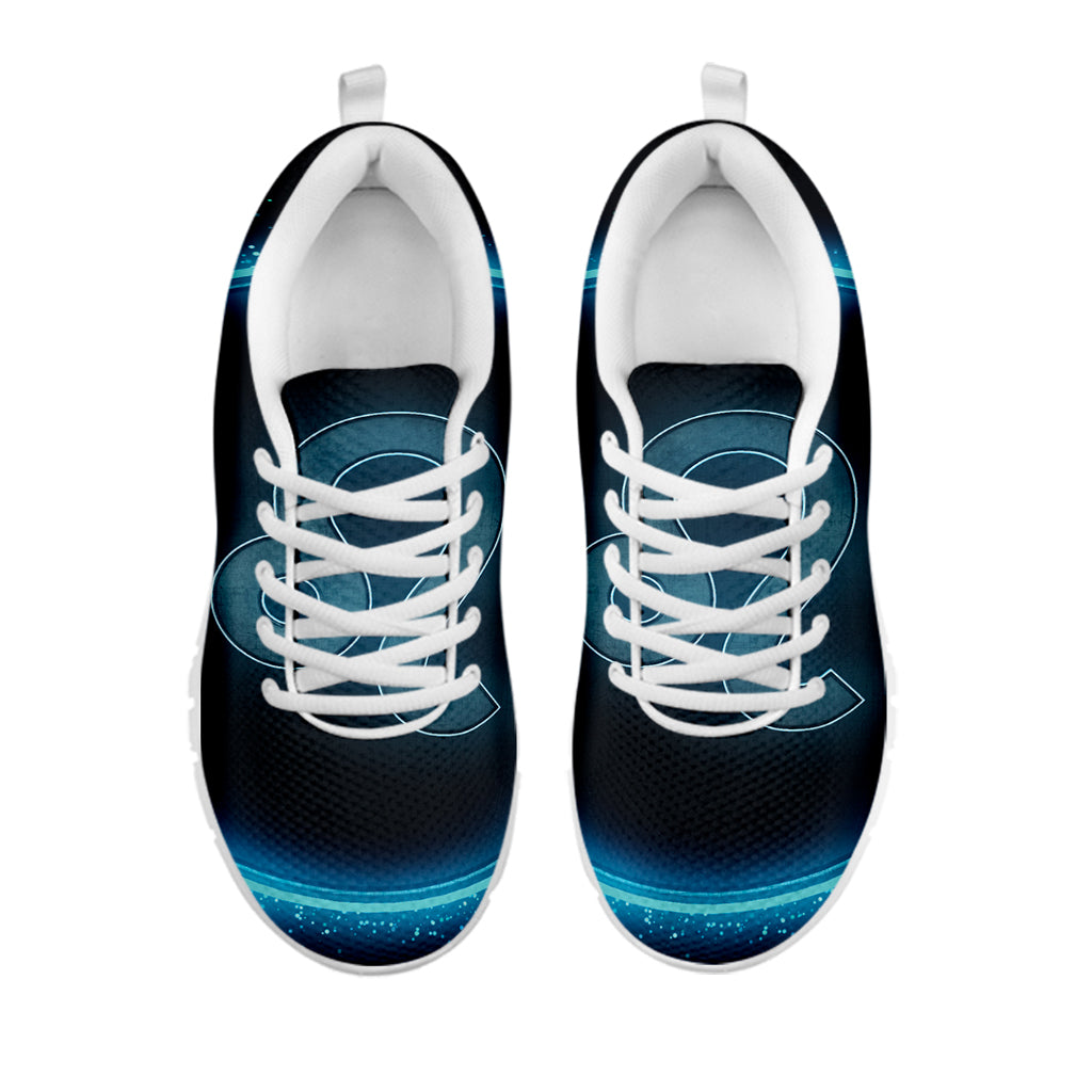 Blue Leo Zodiac Sign Print White Sneakers
