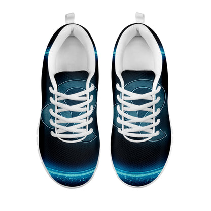 Blue Leo Zodiac Sign Print White Sneakers