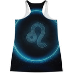 Blue Leo Zodiac Sign Print Women's Racerback Tank Top
