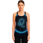 Blue Leo Zodiac Sign Print Women's Racerback Tank Top