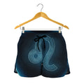 Blue Leo Zodiac Sign Print Women's Shorts