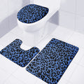 Blue Leopard Print 3 Piece Bath Mat Set