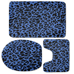 Blue Leopard Print 3 Piece Bath Mat Set