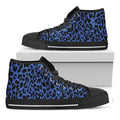 Blue Leopard Print Black High Top Sneakers