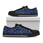 Blue Leopard Print Black Low Top Shoes