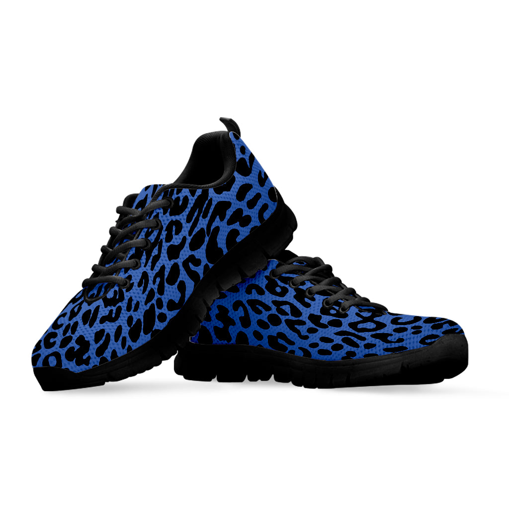 Blue Leopard Print Black Sneakers