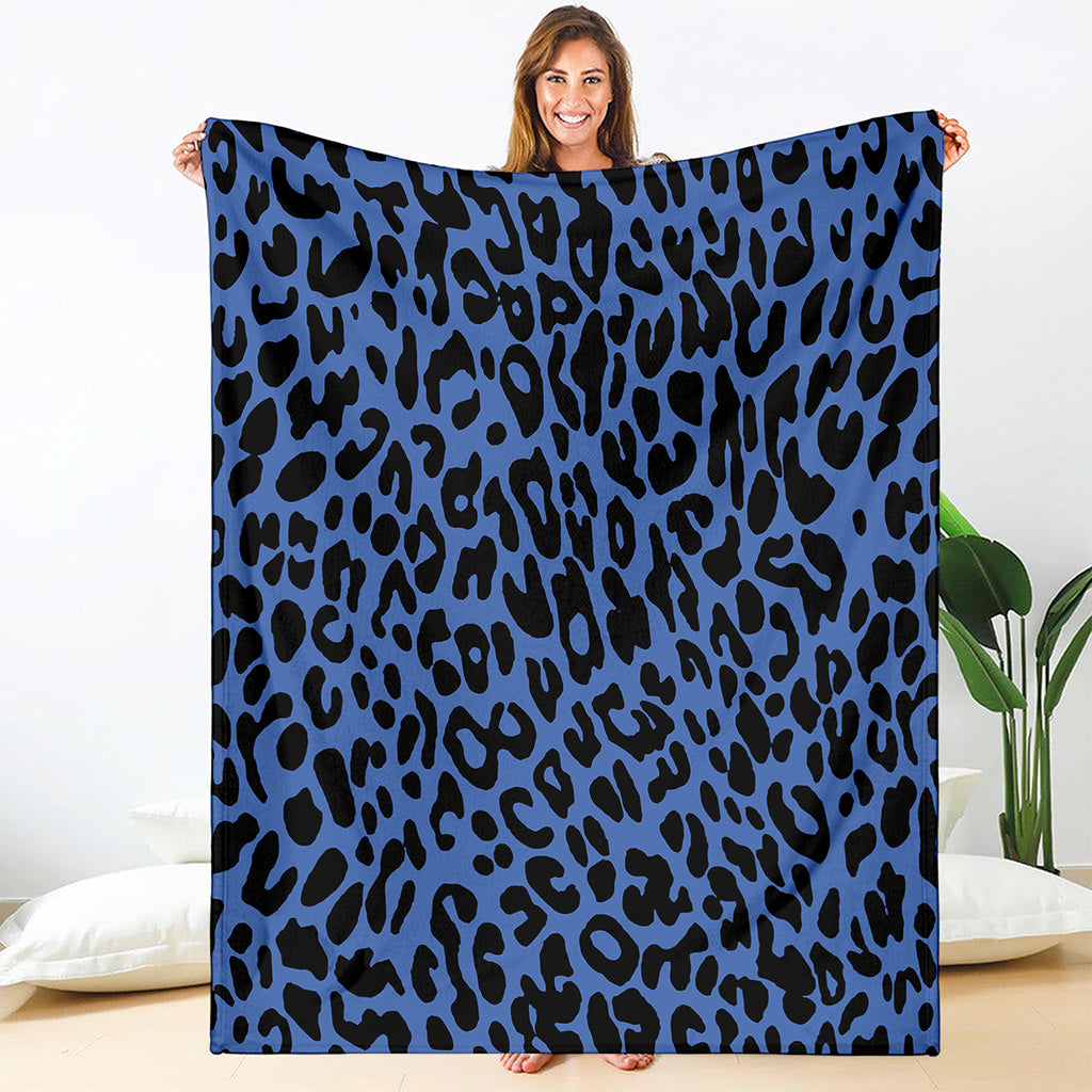 Blue Leopard Print Blanket