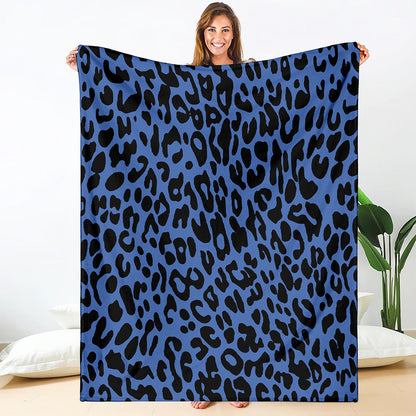 Blue Leopard Print Blanket