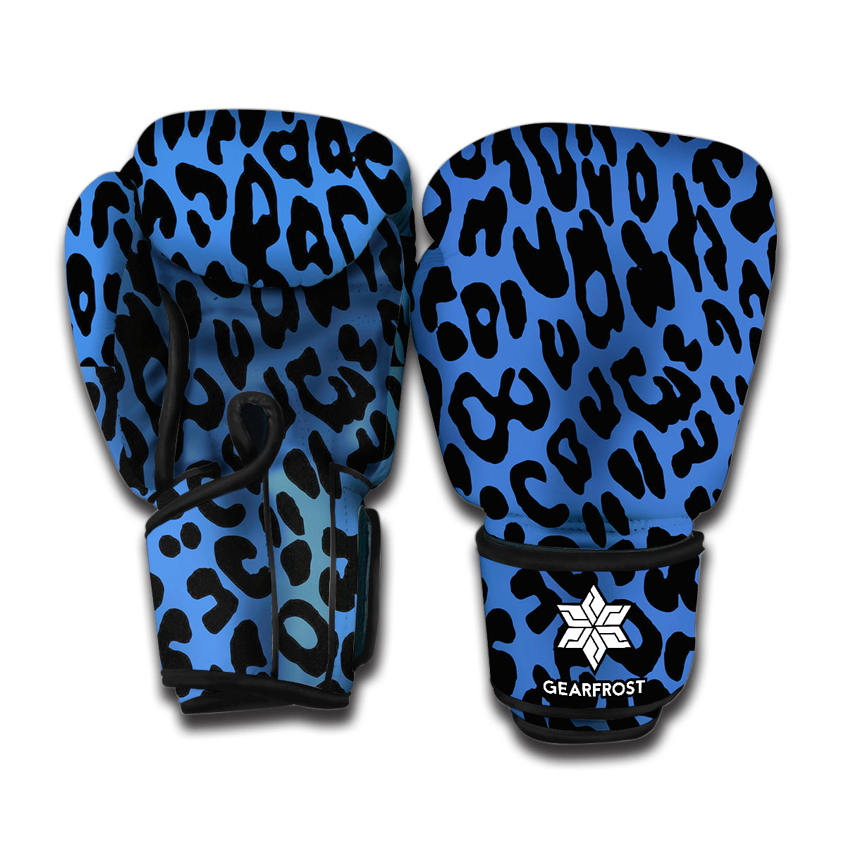 Blue Leopard Print Boxing Gloves