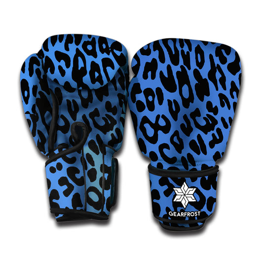 Blue Leopard Print Boxing Gloves