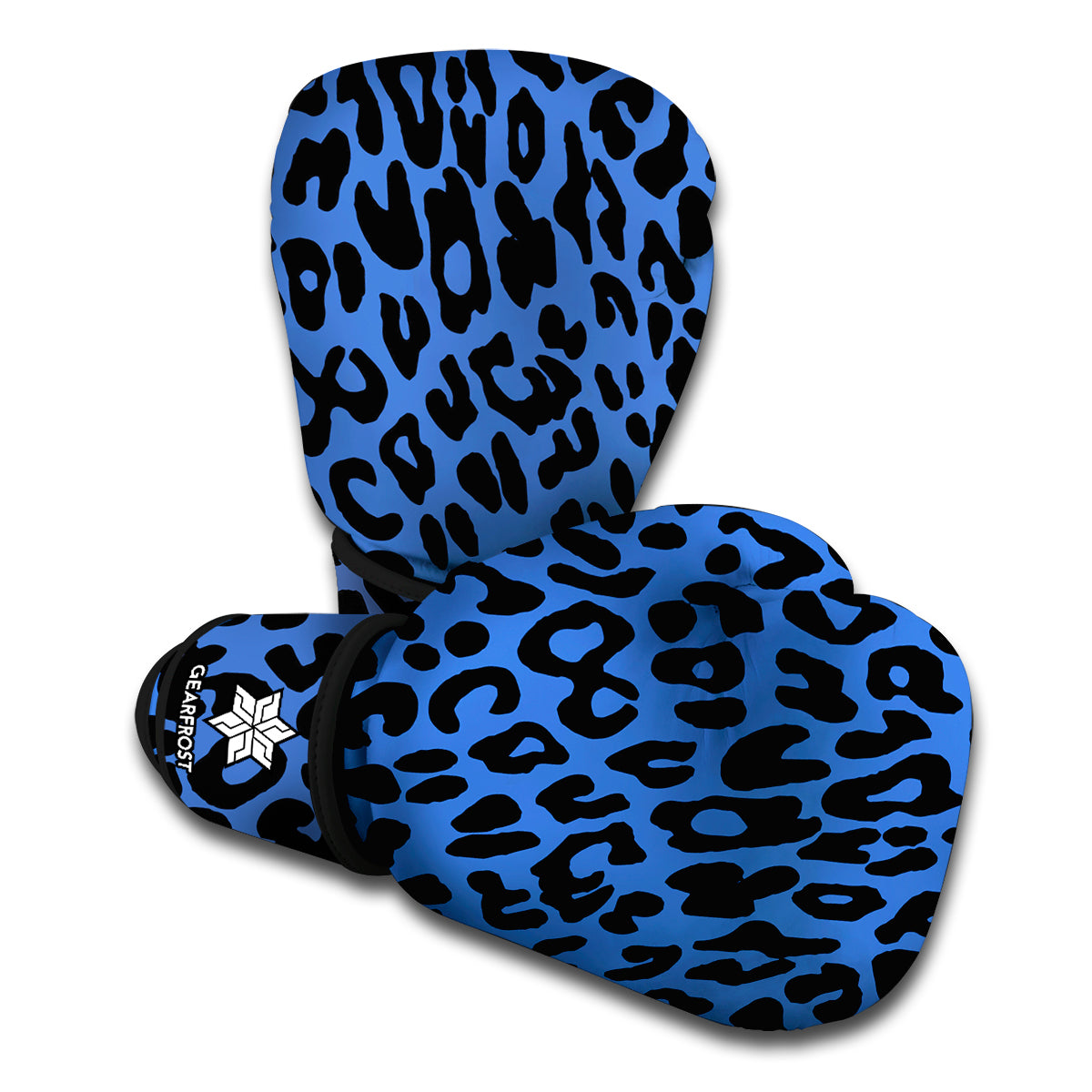 Blue Leopard Print Boxing Gloves