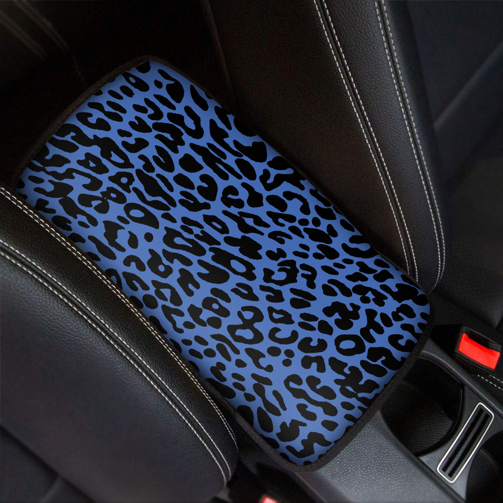 Blue Leopard Print Car Center Console Cover