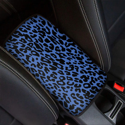 Blue Leopard Print Car Center Console Cover