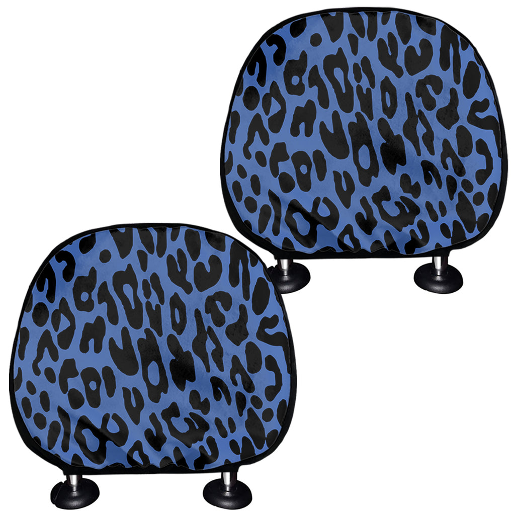 Blue Leopard Print Car Headrest Covers