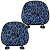 Blue Leopard Print Car Headrest Covers