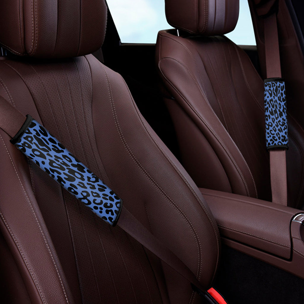 Blue Leopard Print Car Seat Belt Covers