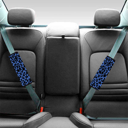 Blue Leopard Print Car Seat Belt Covers