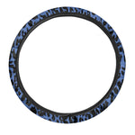 Blue Leopard Print Car Steering Wheel Cover