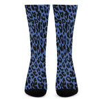 Blue Leopard Print Crew Socks