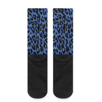 Blue Leopard Print Crew Socks