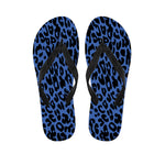Blue Leopard Print Flip Flops