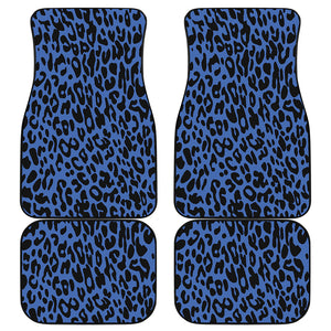 Blue Leopard Print Front and Back Car Floor Mats