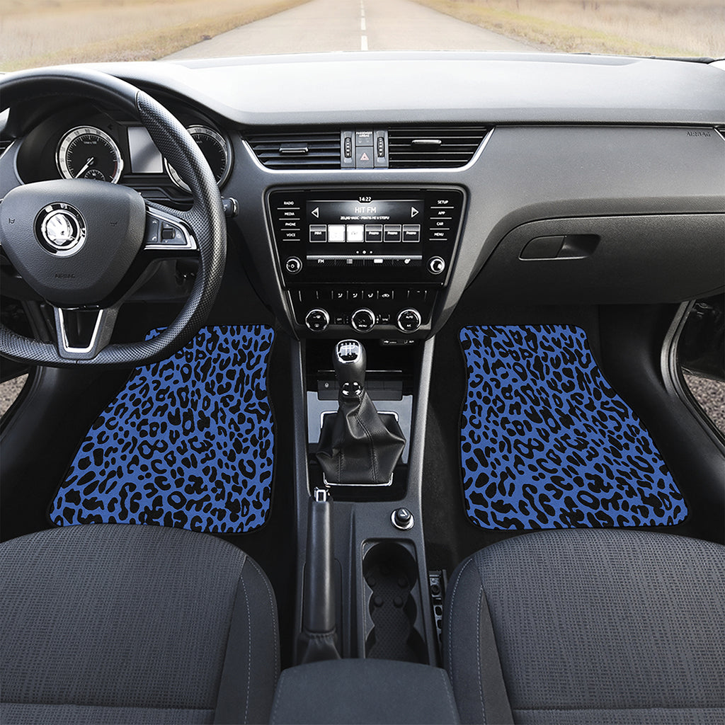Blue Leopard Print Front and Back Car Floor Mats