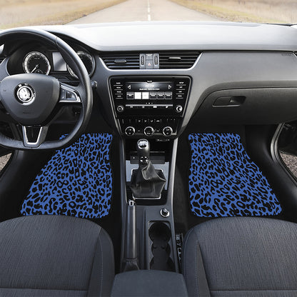 Blue Leopard Print Front and Back Car Floor Mats