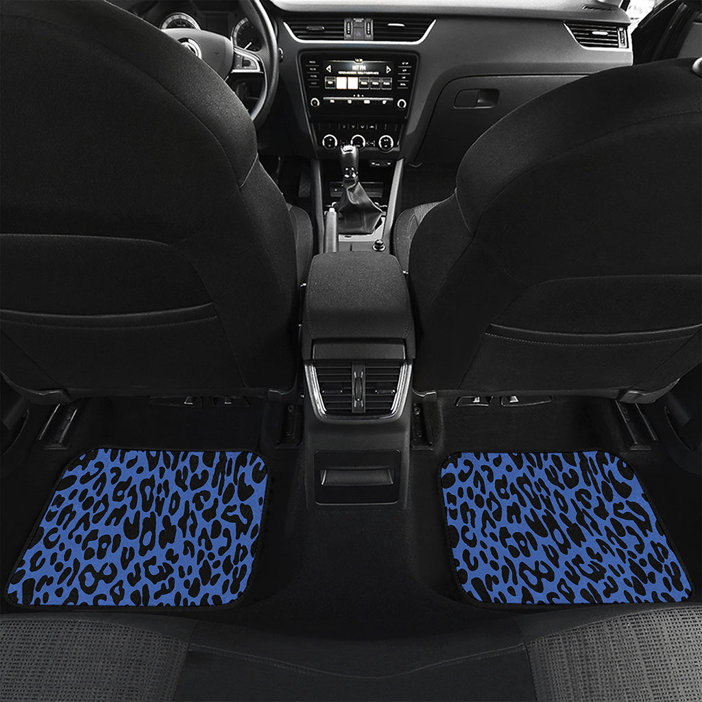 Blue Leopard Print Front and Back Car Floor Mats