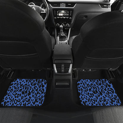 Blue Leopard Print Front and Back Car Floor Mats
