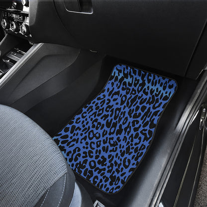 Blue Leopard Print Front and Back Car Floor Mats