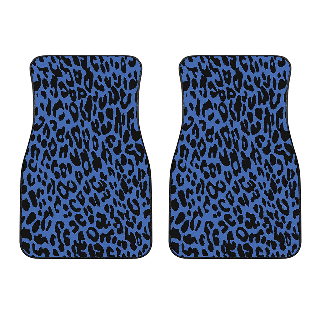 Blue Leopard Print Front Car Floor Mats