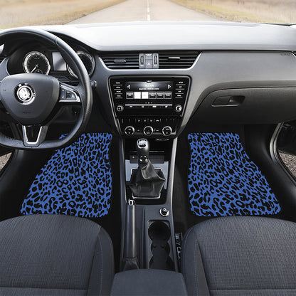 Blue Leopard Print Front Car Floor Mats