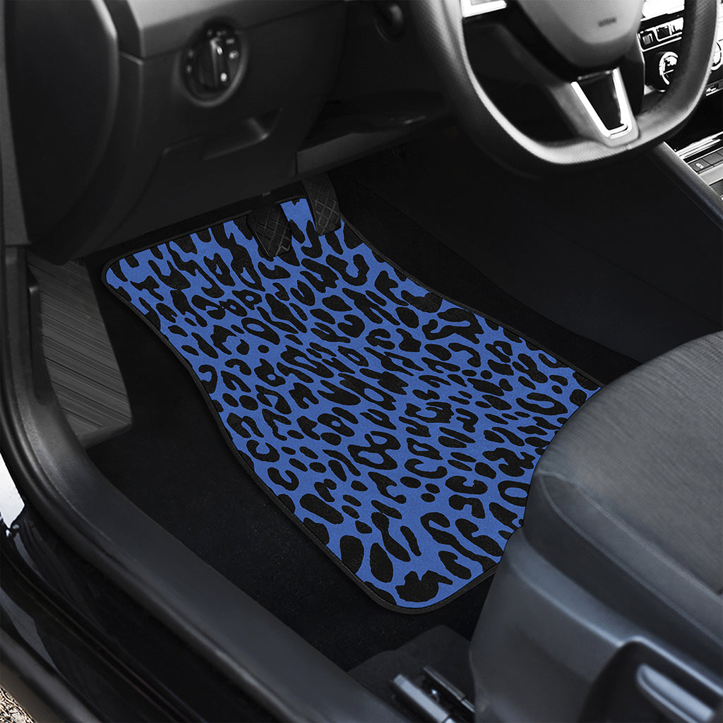 Blue Leopard Print Front Car Floor Mats