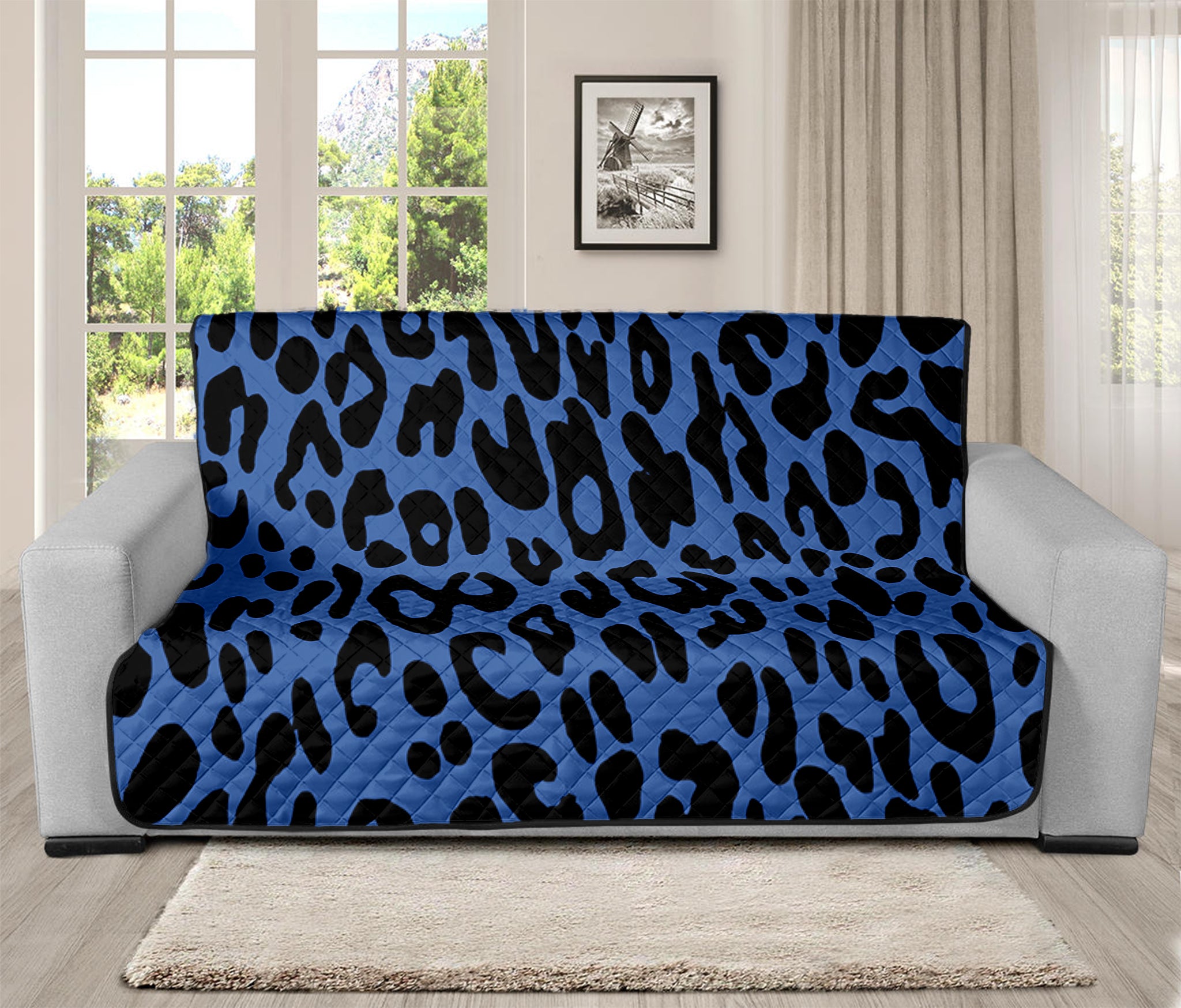 Blue Leopard Print Futon Protector