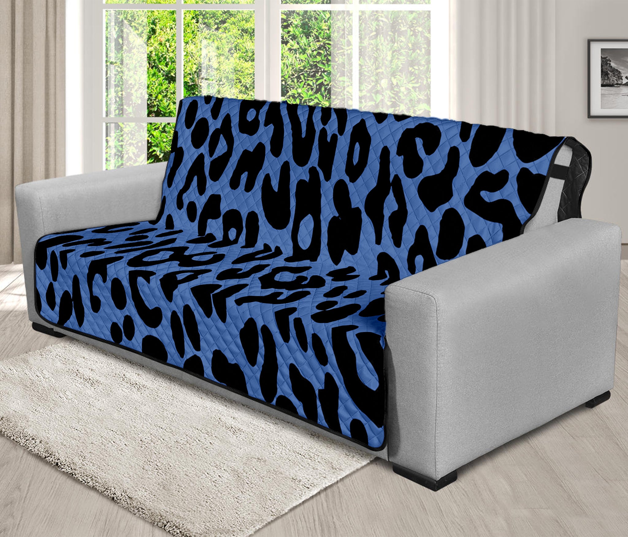 Blue Leopard Print Futon Protector