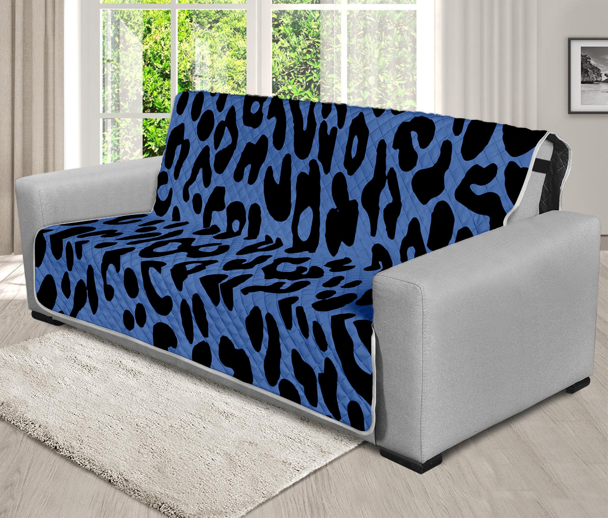 Blue Leopard Print Futon Protector