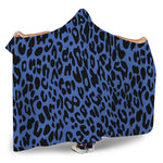 Blue Leopard Print Hooded Blanket