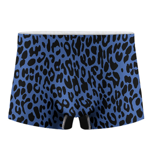 Blue Leopard Print Men's Boxer Briefs