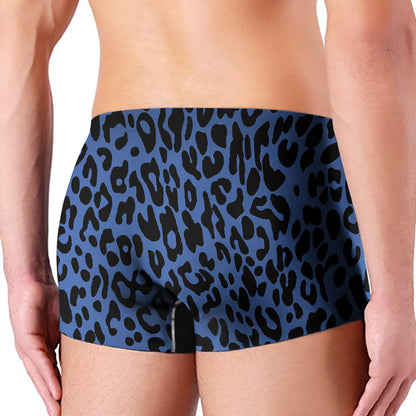 Blue Leopard Print Men's Boxer Briefs