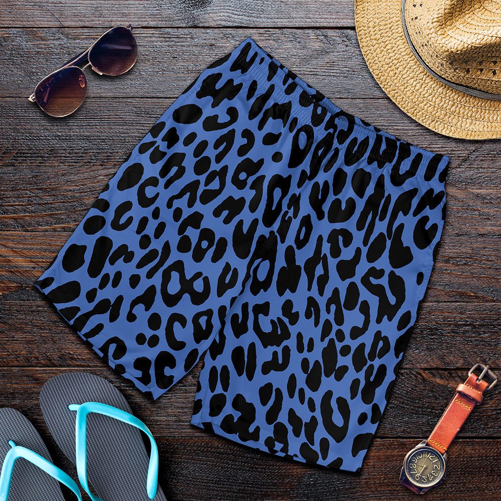 Blue Leopard Print Men's Shorts