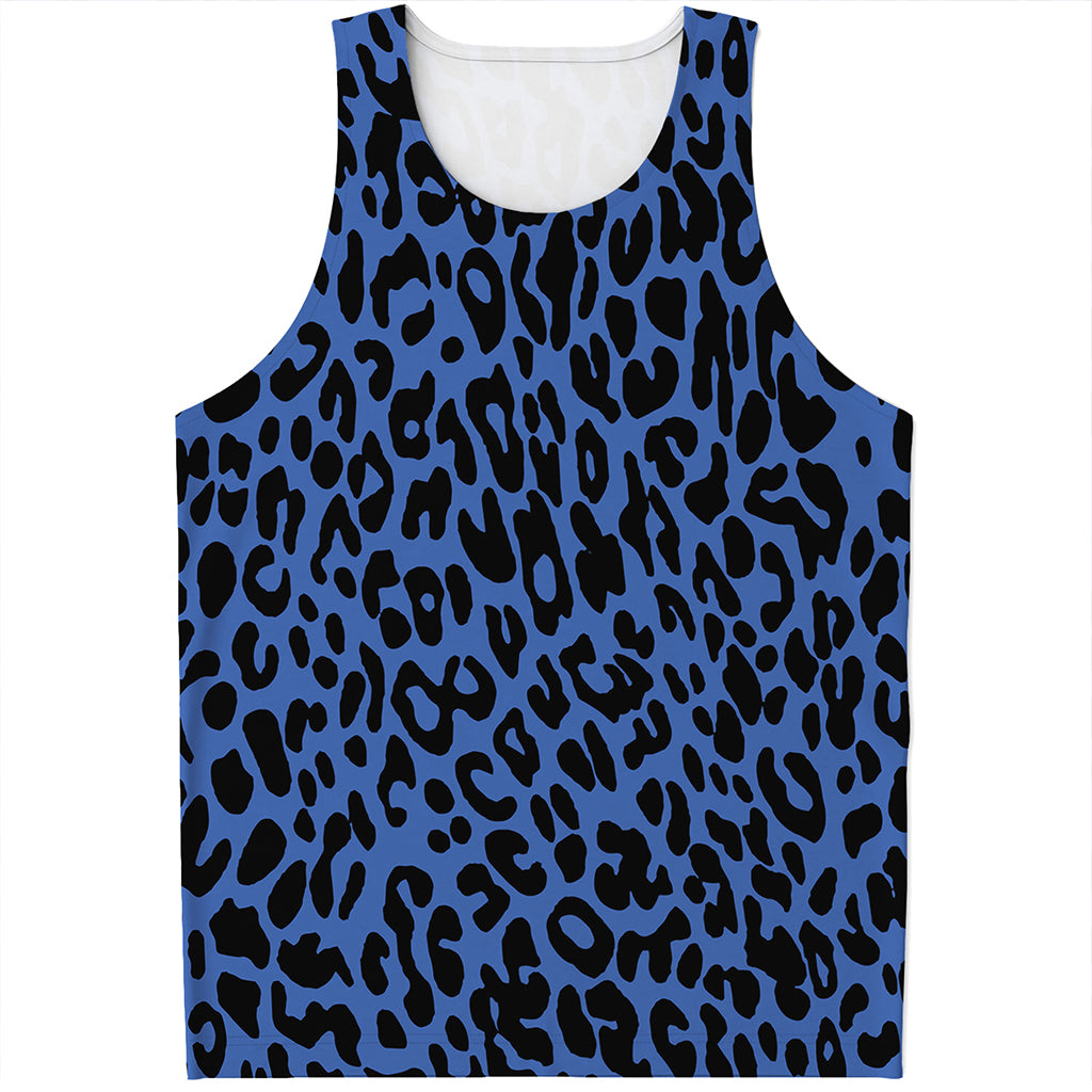 Blue Leopard Print Men's Tank Top
