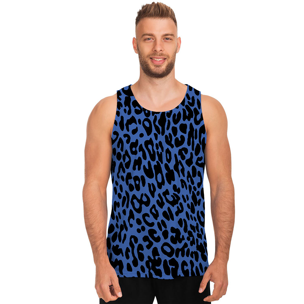 Blue Leopard Print Men's Tank Top