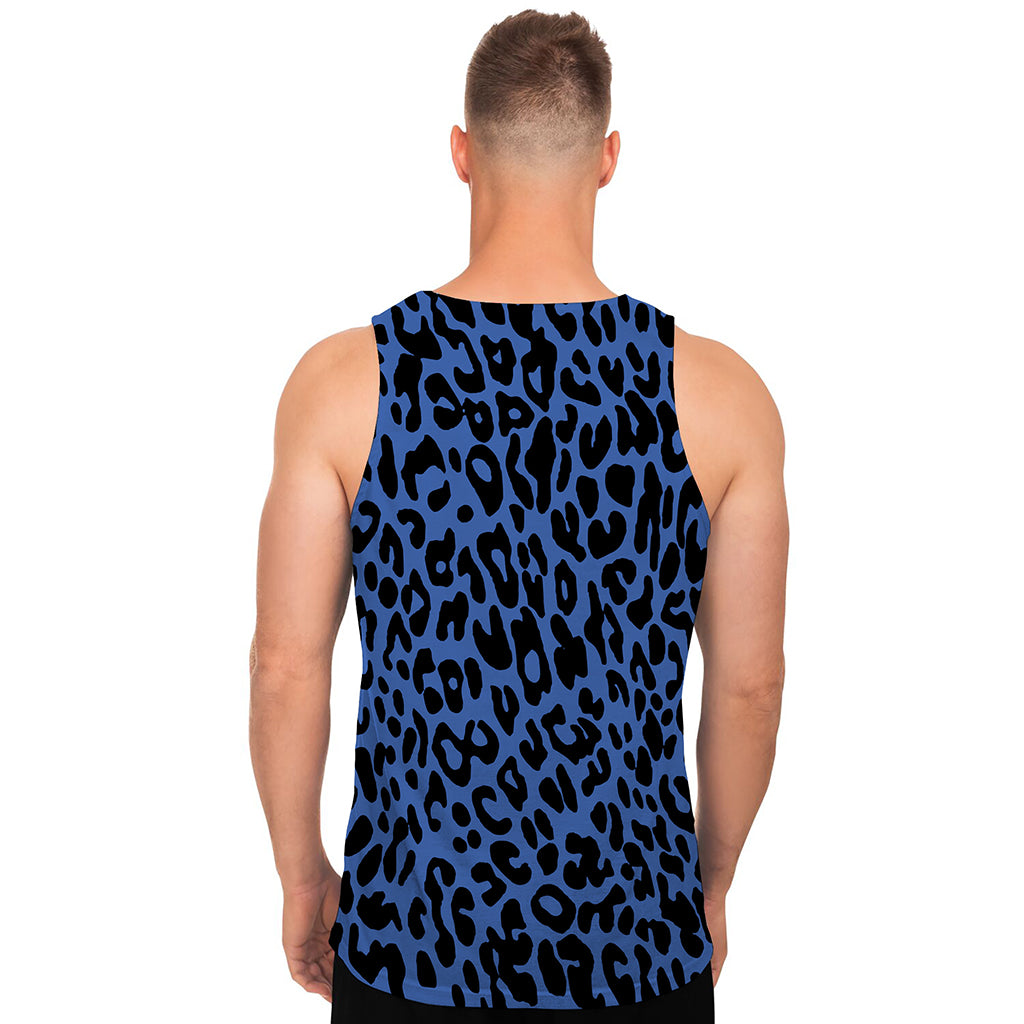 Blue Leopard Print Men's Tank Top