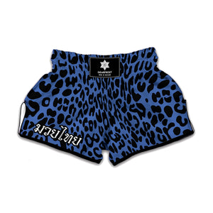 Blue Leopard Print Muay Thai Boxing Shorts