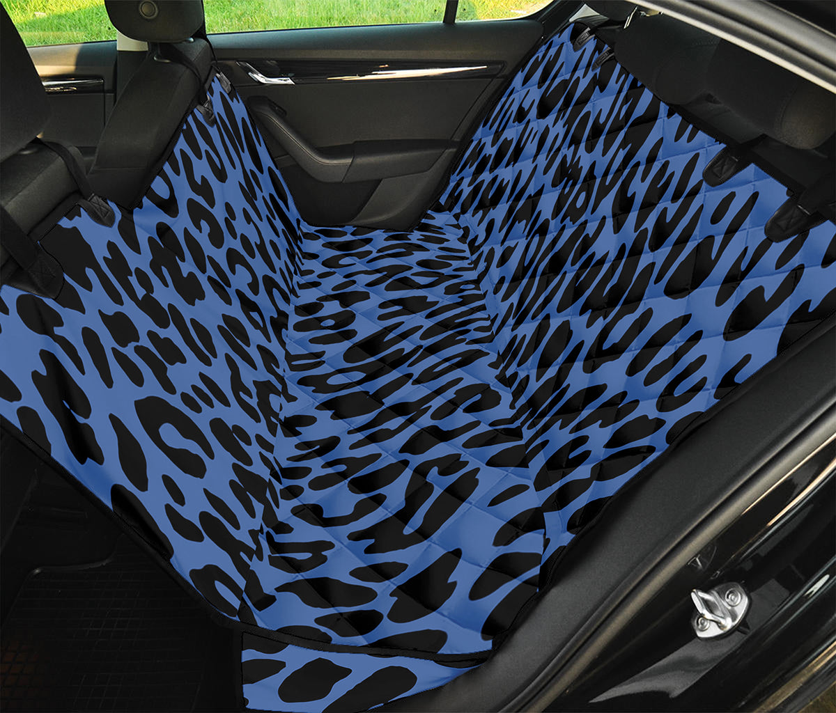 Blue Leopard Print Pet Car Back Seat Cover