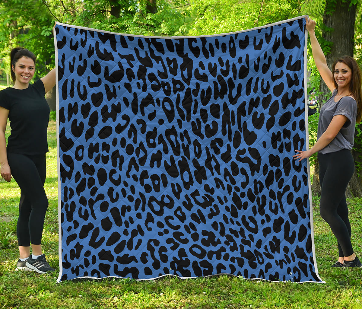 Blue Leopard Print Quilt