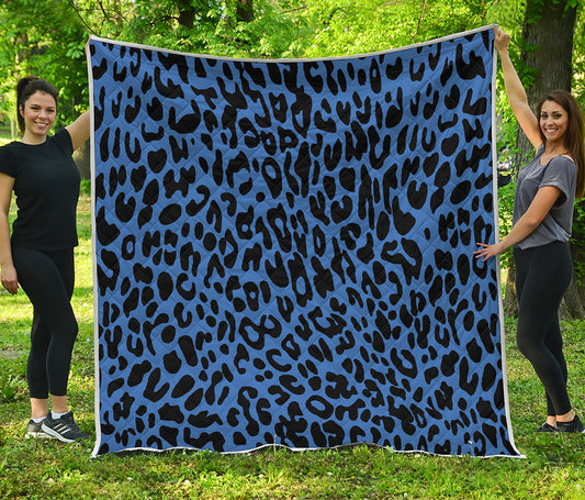Blue Leopard Print Quilt