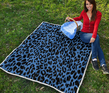 Blue Leopard Print Quilt